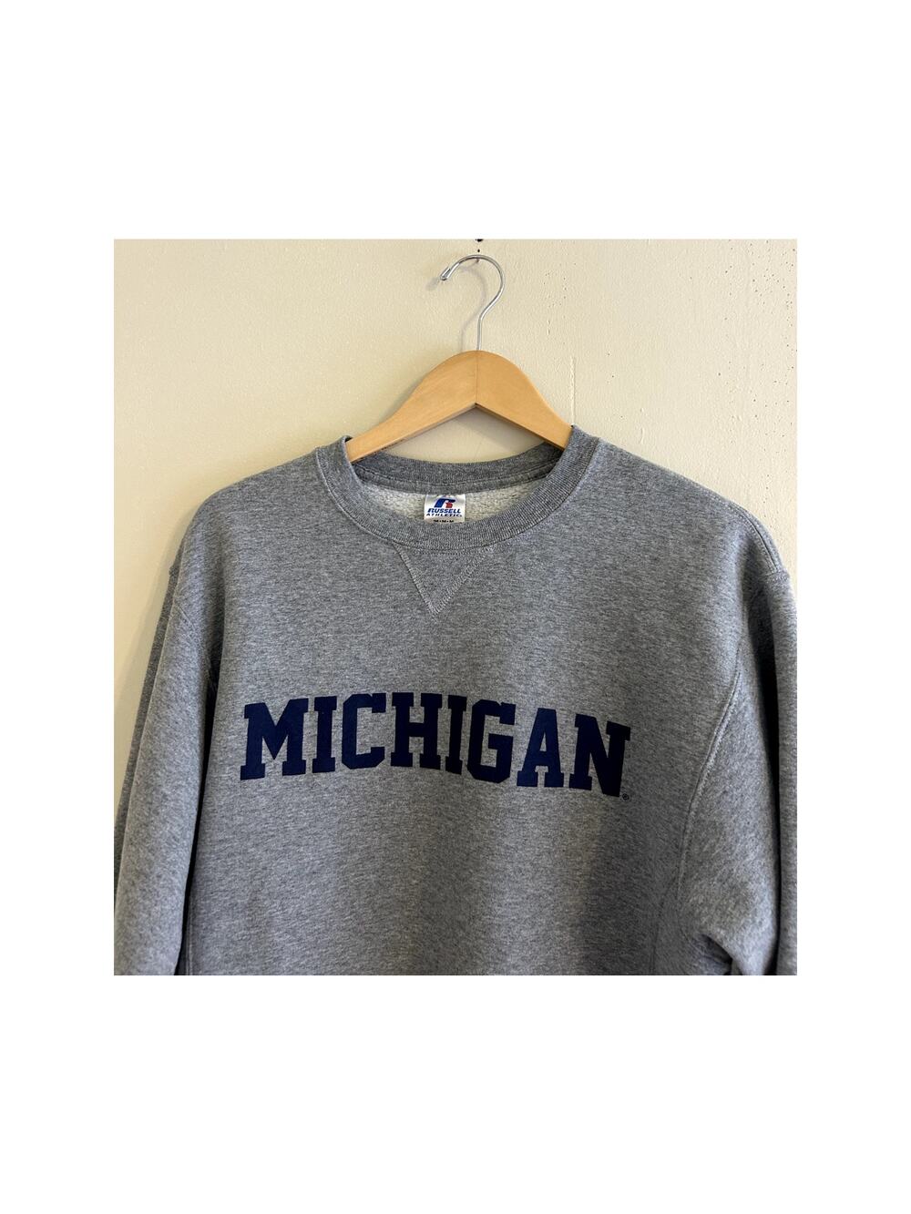 Vintage Gray y2k University of Michigan Crewneck Sweatshirt Men's Medium